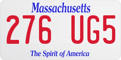 MA license plate 276UG5