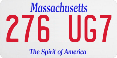 MA license plate 276UG7