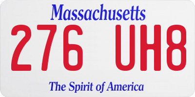 MA license plate 276UH8