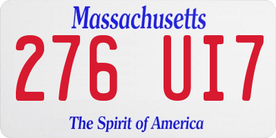 MA license plate 276UI7