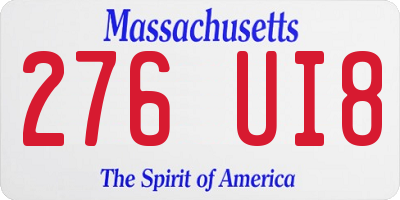 MA license plate 276UI8