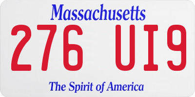 MA license plate 276UI9