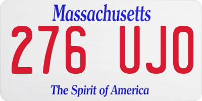 MA license plate 276UJ0