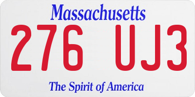 MA license plate 276UJ3