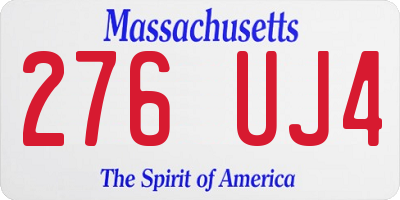 MA license plate 276UJ4