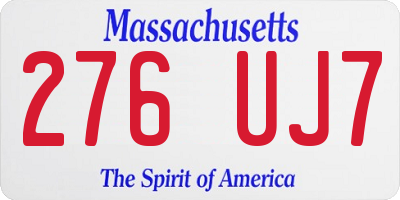MA license plate 276UJ7