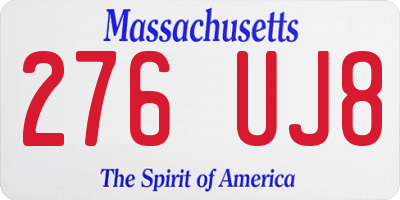 MA license plate 276UJ8