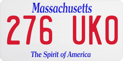 MA license plate 276UK0