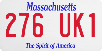 MA license plate 276UK1