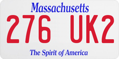 MA license plate 276UK2