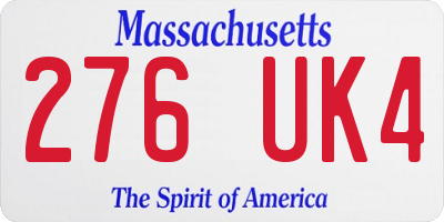 MA license plate 276UK4