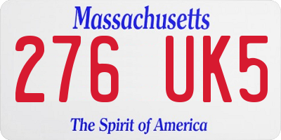 MA license plate 276UK5