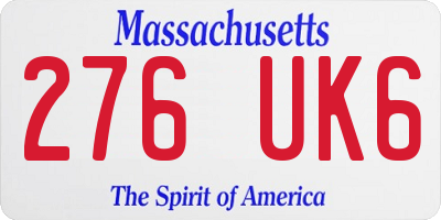 MA license plate 276UK6