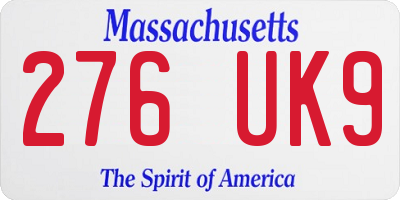 MA license plate 276UK9