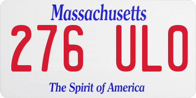 MA license plate 276UL0