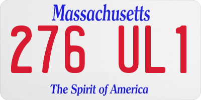 MA license plate 276UL1