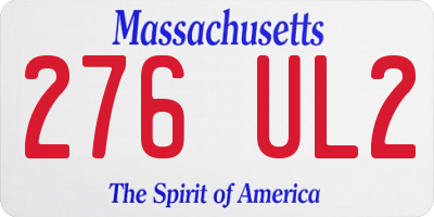 MA license plate 276UL2