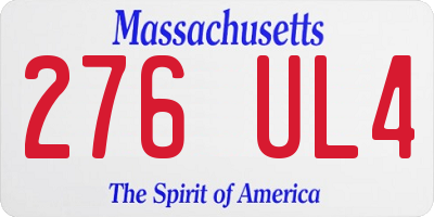 MA license plate 276UL4