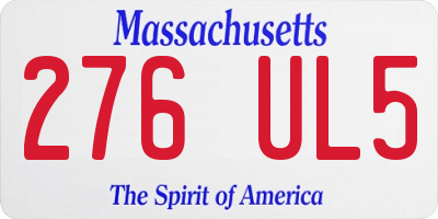 MA license plate 276UL5