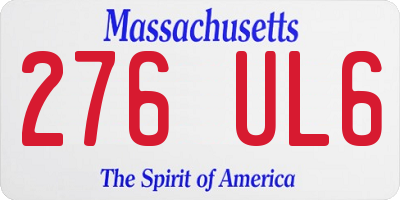 MA license plate 276UL6