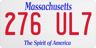 MA license plate 276UL7