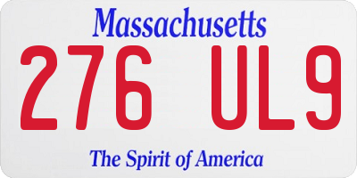 MA license plate 276UL9