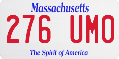 MA license plate 276UM0