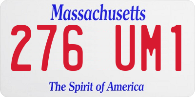 MA license plate 276UM1