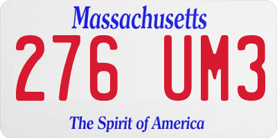 MA license plate 276UM3