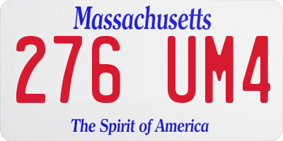 MA license plate 276UM4