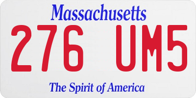 MA license plate 276UM5