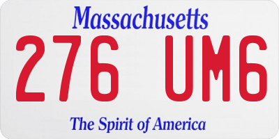 MA license plate 276UM6
