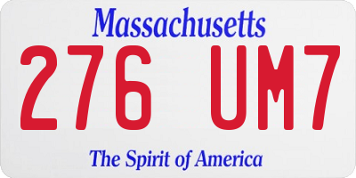MA license plate 276UM7
