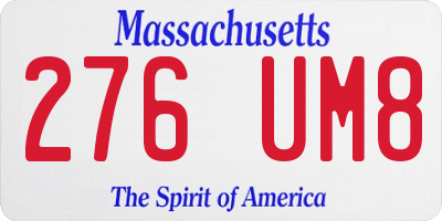 MA license plate 276UM8