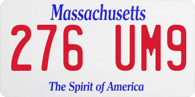 MA license plate 276UM9