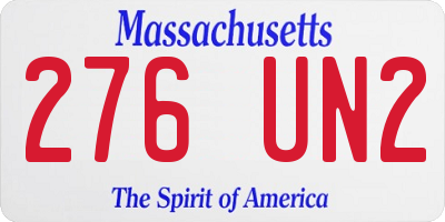 MA license plate 276UN2