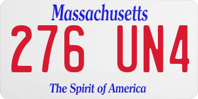 MA license plate 276UN4