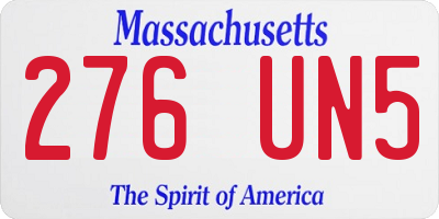 MA license plate 276UN5