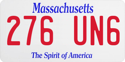 MA license plate 276UN6