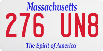 MA license plate 276UN8