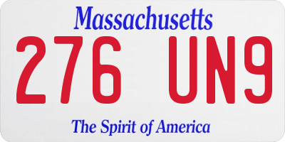 MA license plate 276UN9