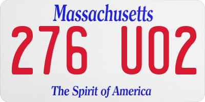 MA license plate 276UO2