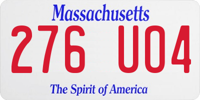 MA license plate 276UO4
