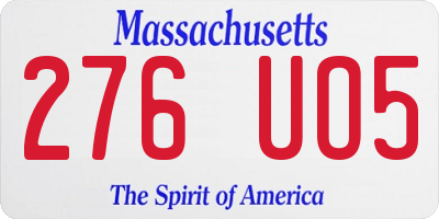MA license plate 276UO5