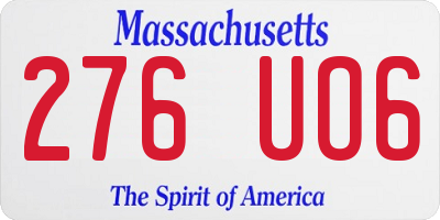MA license plate 276UO6