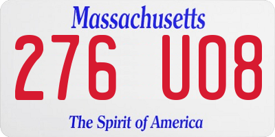 MA license plate 276UO8