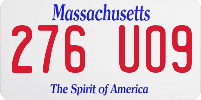 MA license plate 276UO9