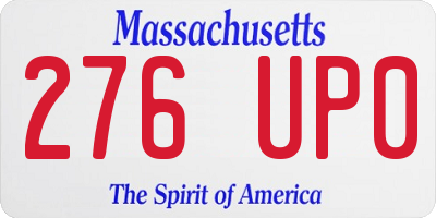 MA license plate 276UP0