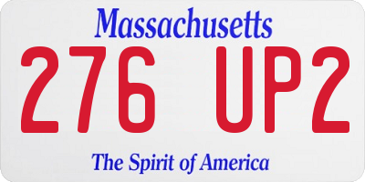 MA license plate 276UP2