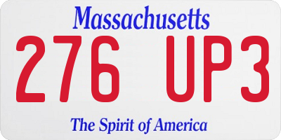 MA license plate 276UP3